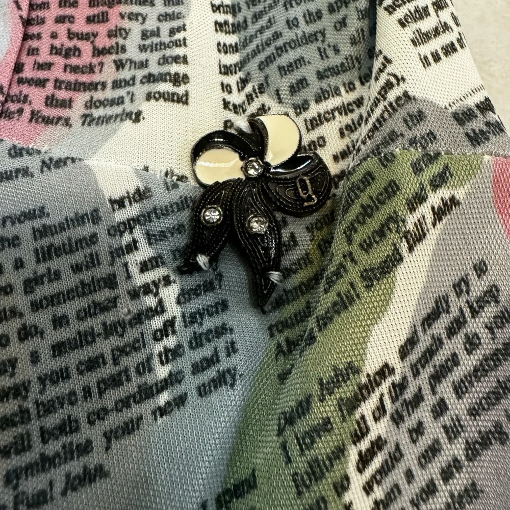 Galliano Vintage Pastel Newspaper Print Long Sleeve Dress - Picture 5 of 16